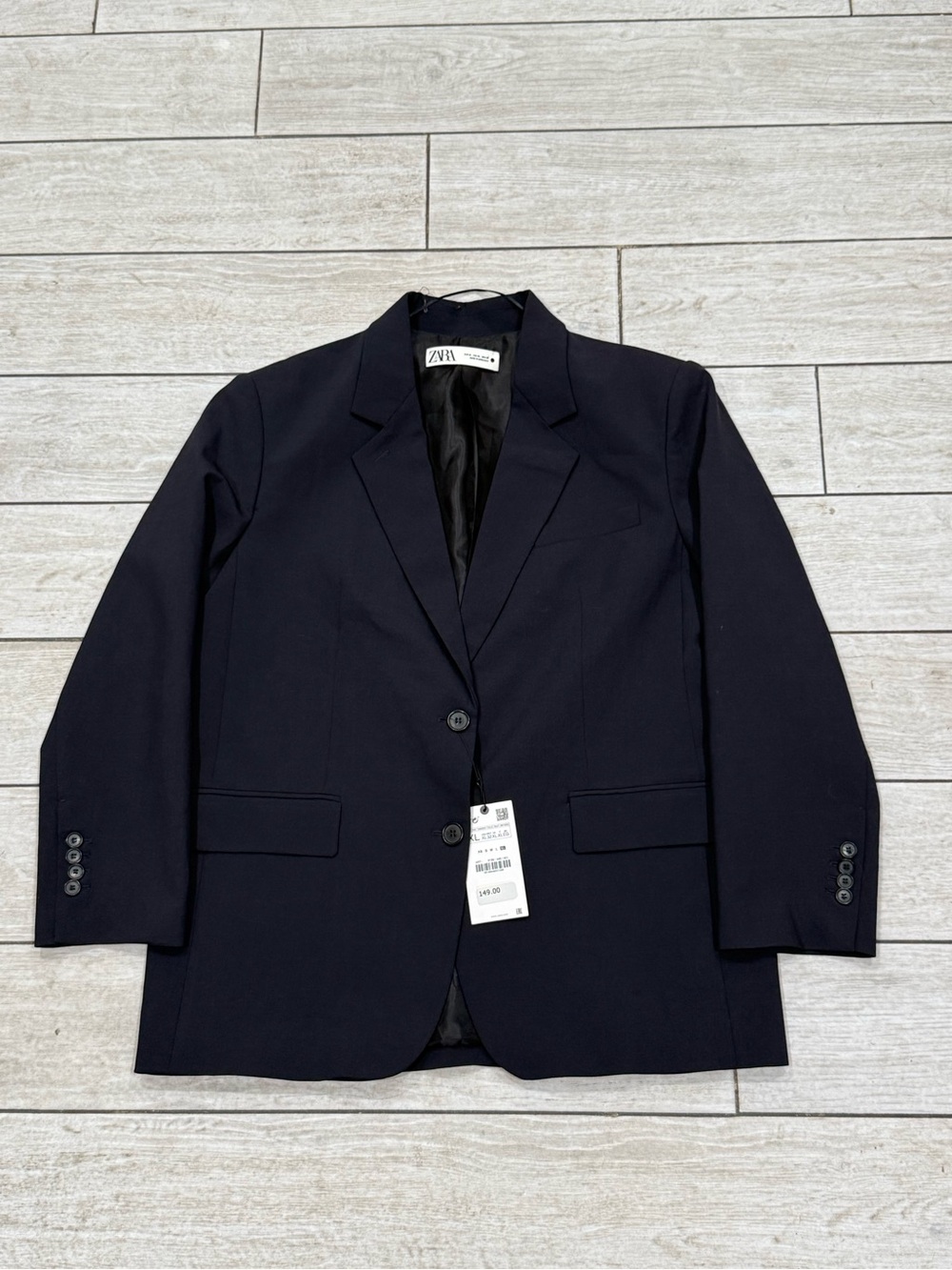 NWT ZARA Men's Navy Solid Blazer Jacket Lined Pockets Button XL